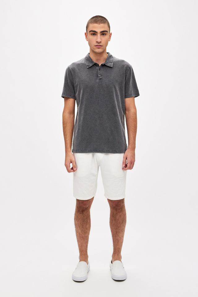 Shortsleeved Cotton T-shirt with Polo Collar