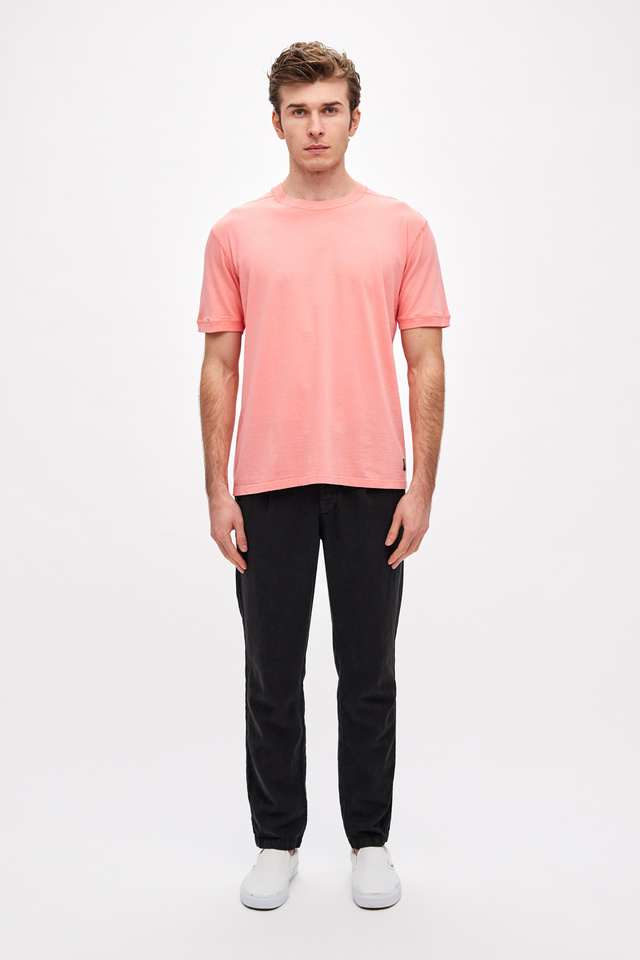 T-shirt σε Κανονική Γραμμή με Λεπτομέρειες Rib