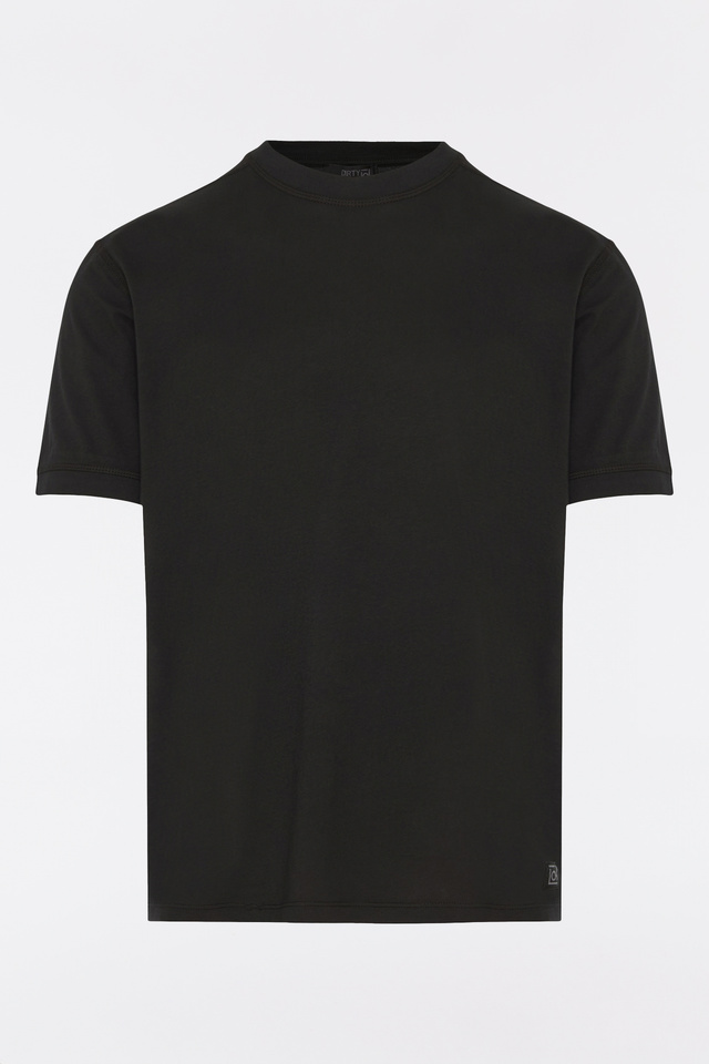 T-shirt σε Κανονική Γραμμή με Λεπτομέρειες Rib