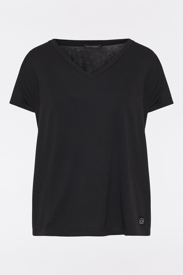 Shortsleeved T-shirt with V neckline