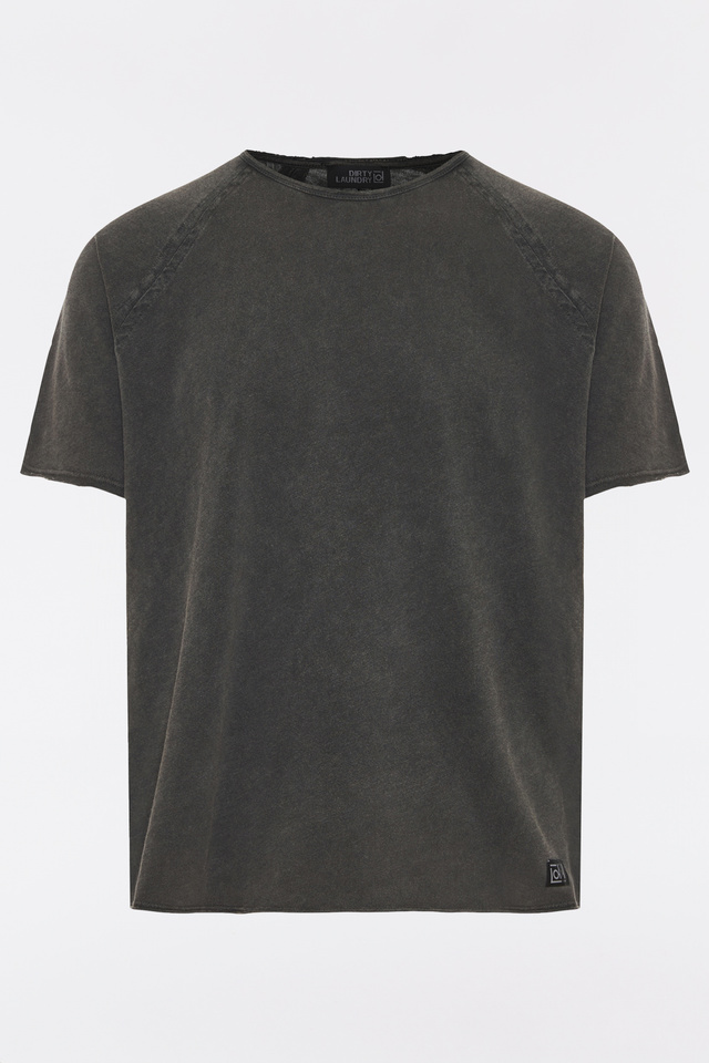 T-shirt σε Κανονική Γραμμή με Κομμένη Λαιμόκοψη