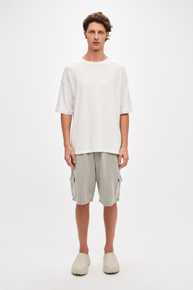 Waffle T-shirt with Ribbed Trims