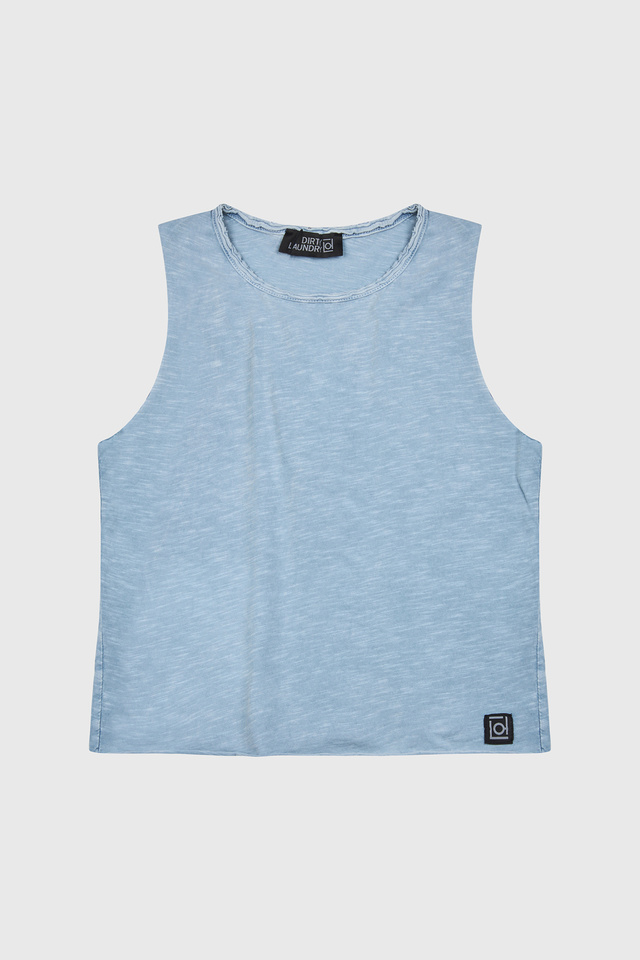 Kids' Sleeveless T-shirt in a Relaxed Line with Raw Details