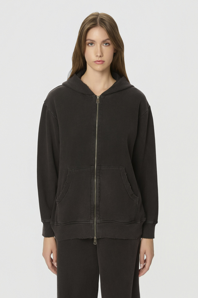 Oversized Ζακέτα με Διπλό Φερμουάρ