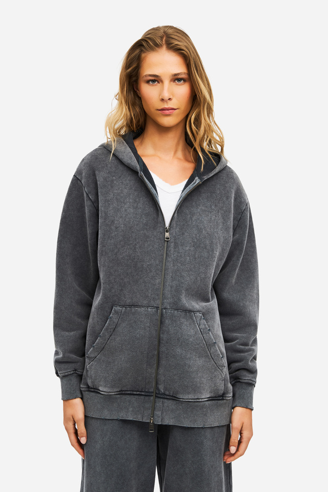 Oversized Ζακέτα με Διπλό Φερμουάρ
