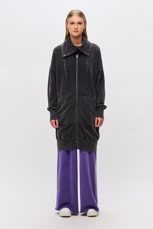 Ζακέτα Μακριά με Ψηλό Γιακά