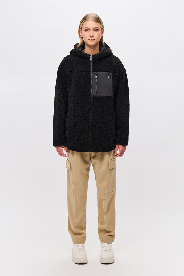 Fleece Jacket with Hoodie and Pocket