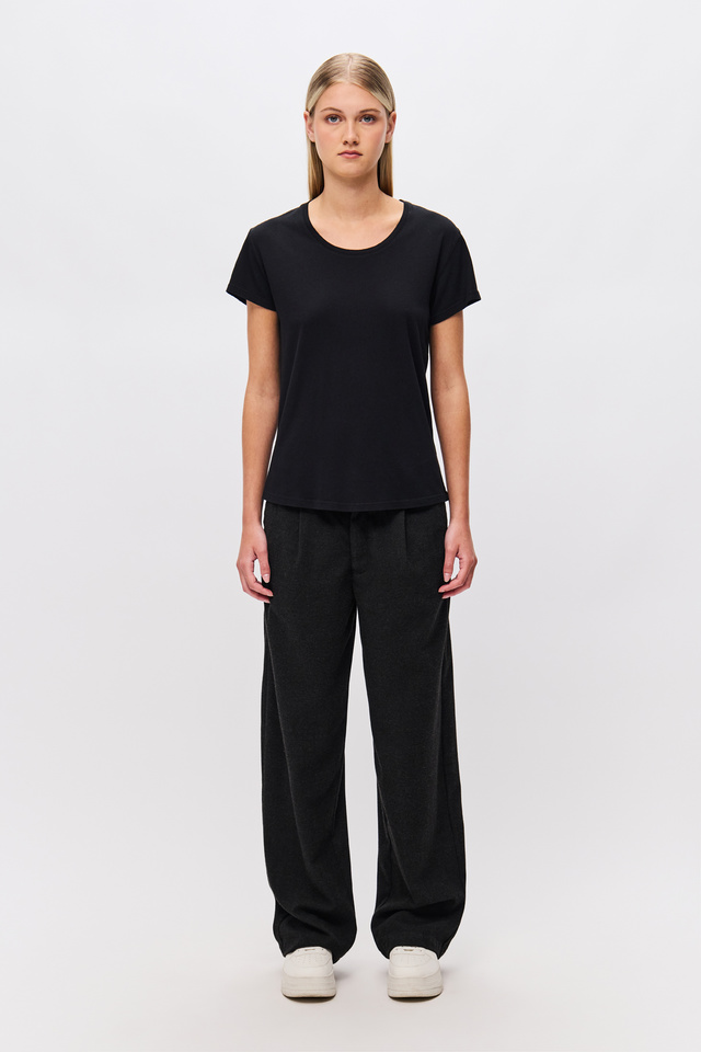 Wide-Leg Twill Trousers