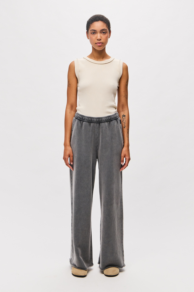Wide-Leg Sweatpants with Raw Edges