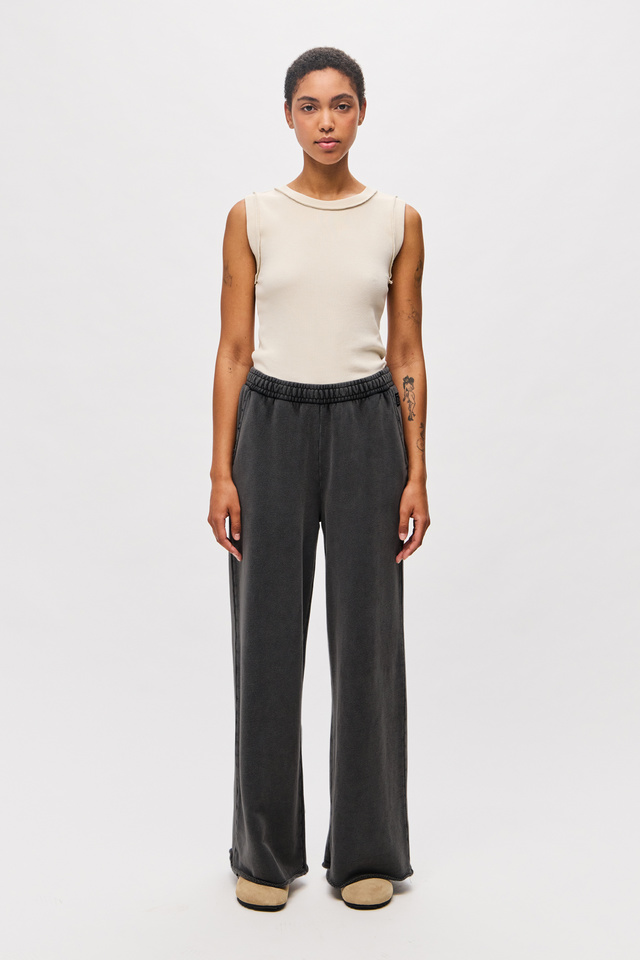 Wide-Leg Sweatpants with Raw Edges