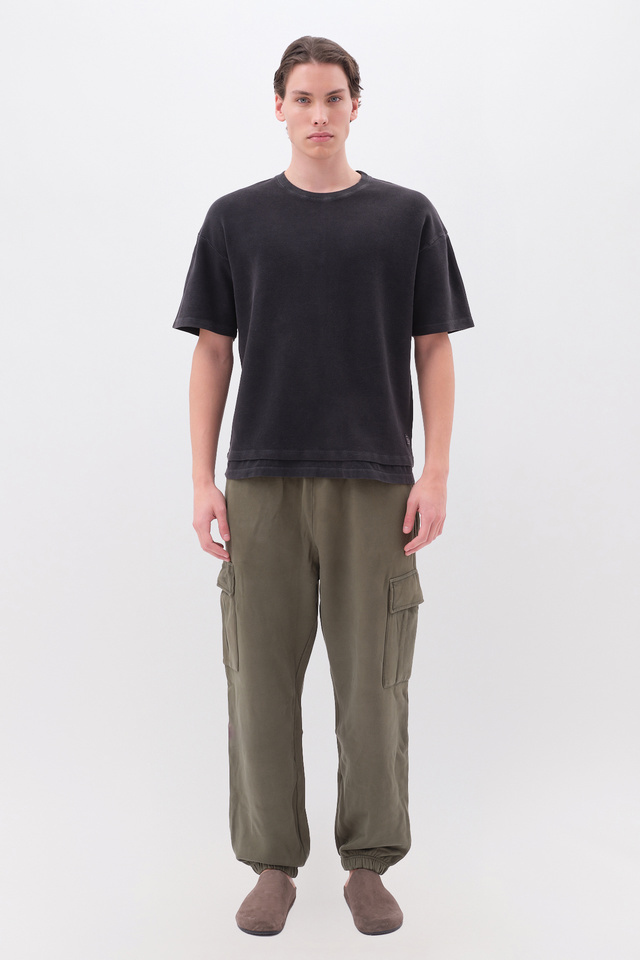 T-shirt με Ύφανση Waffle