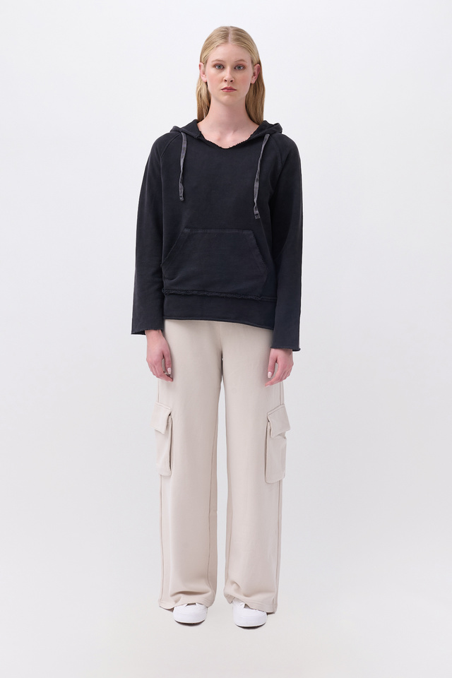 Hoodie with V Neckline