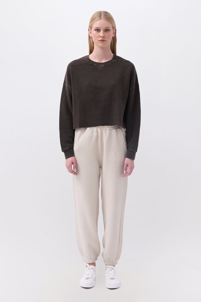 Cropped Waffle Longsleeve Top