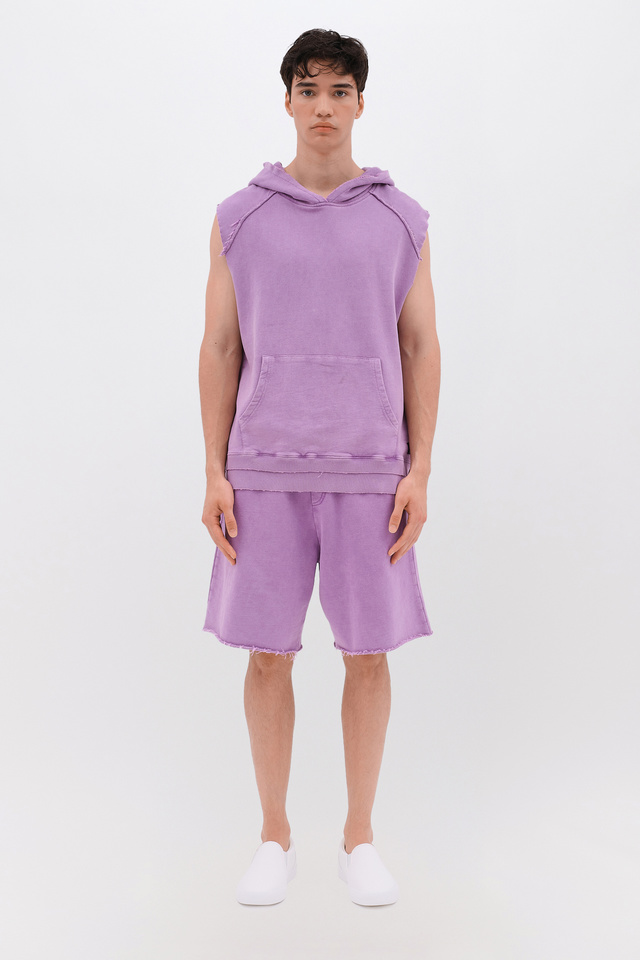 Αμάνικο Hoodie με Ακατέργαστες Λεπτομέρειες