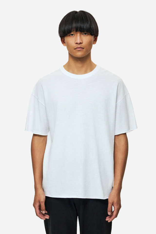 Piquet T-Shirt with Raw Edges in Regular Fit