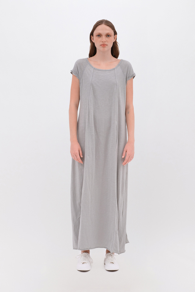 Slub Dress with Decorative Stitches