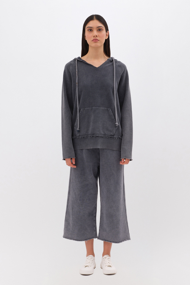 Hoodie with Raw Edge Details