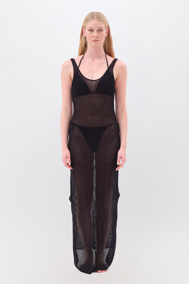 Knit Long Dress with Side Slits