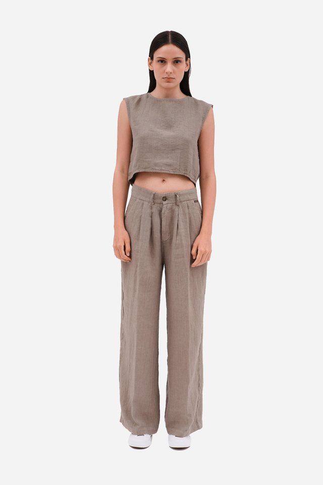 Wide Leg Pleated Trousers