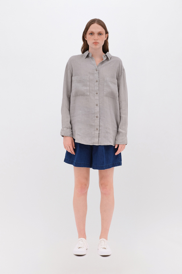 Linen Shirt with Rectangular Pockets