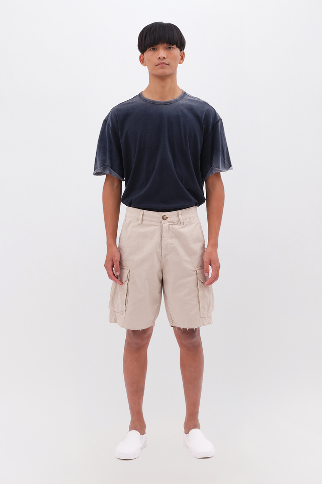 Regular Fit Cargo Bermuda with Damages