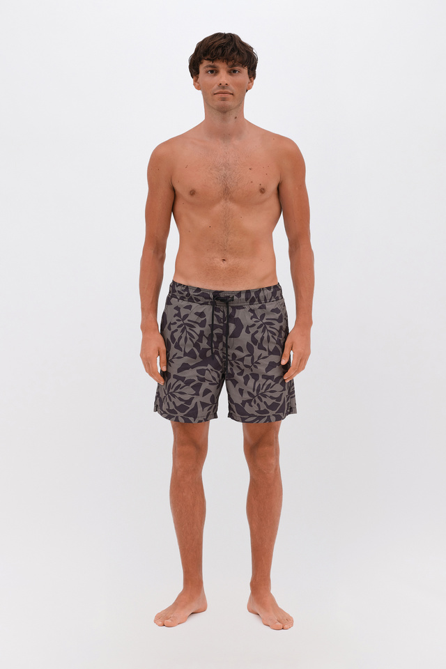 Swimsuit Shorts with Tropical Print