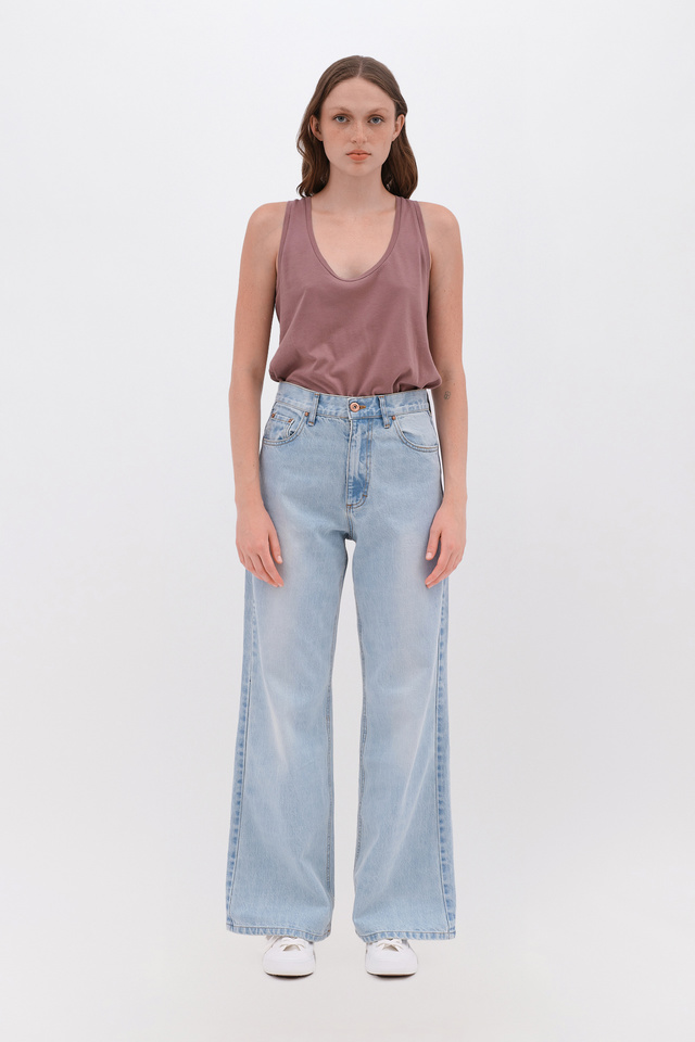 Wide Leg Denim Trousers