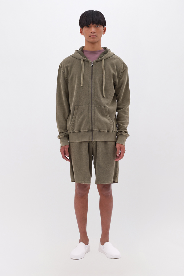 Waffle Fullzip with Rib Knit Details