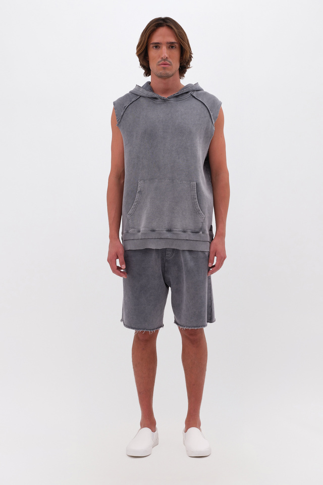 Αμάνικο Hoodie με Ακατέργαστες Λεπτομέρειες