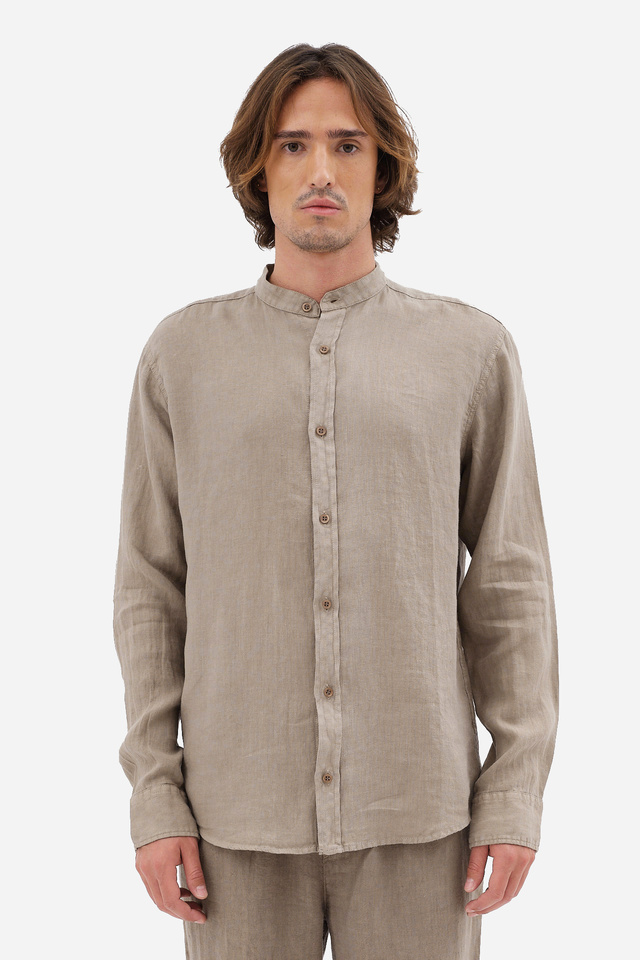 Λινό Πουκάμισο με Μao Γιακά