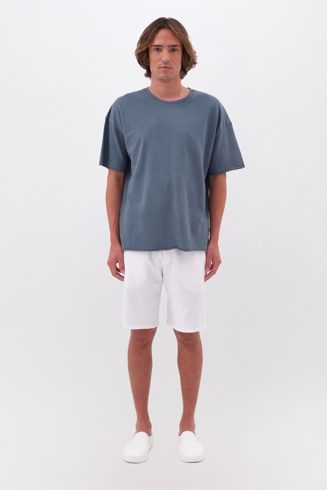 T-Shirt Πικέ με Ακατέργαστες Λεπτομέρειες σε Κανονική Γραμμή