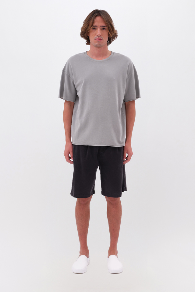 T-Shirt Πικέ με Ακατέργαστες Λεπτομέρειες σε Κανονική Γραμμή