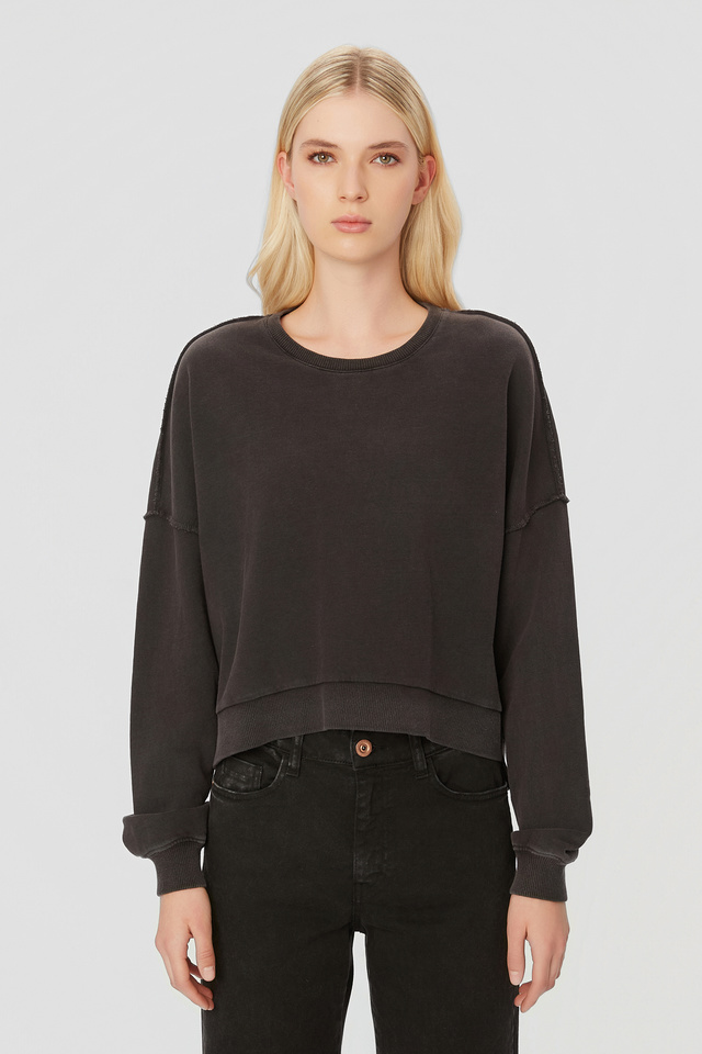 Aσύμμετρο Φούτερ με Στρογγυλή Λαιμόκοψη