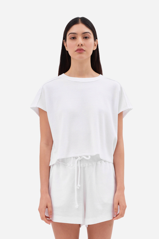 T-Shirt Cropped με ύφανση Waffle
