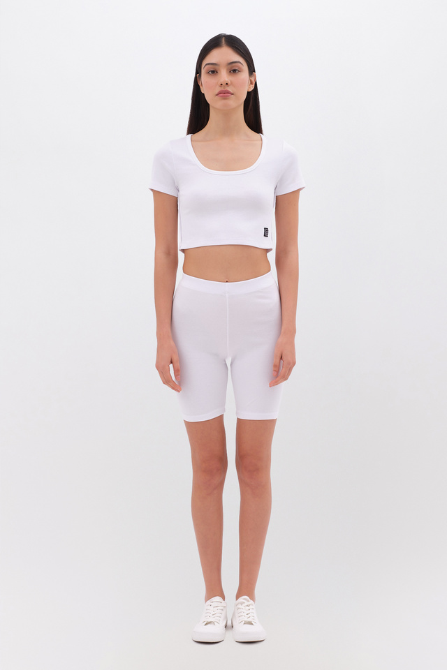 Cropped T-Shirt με Rib Ύφανση