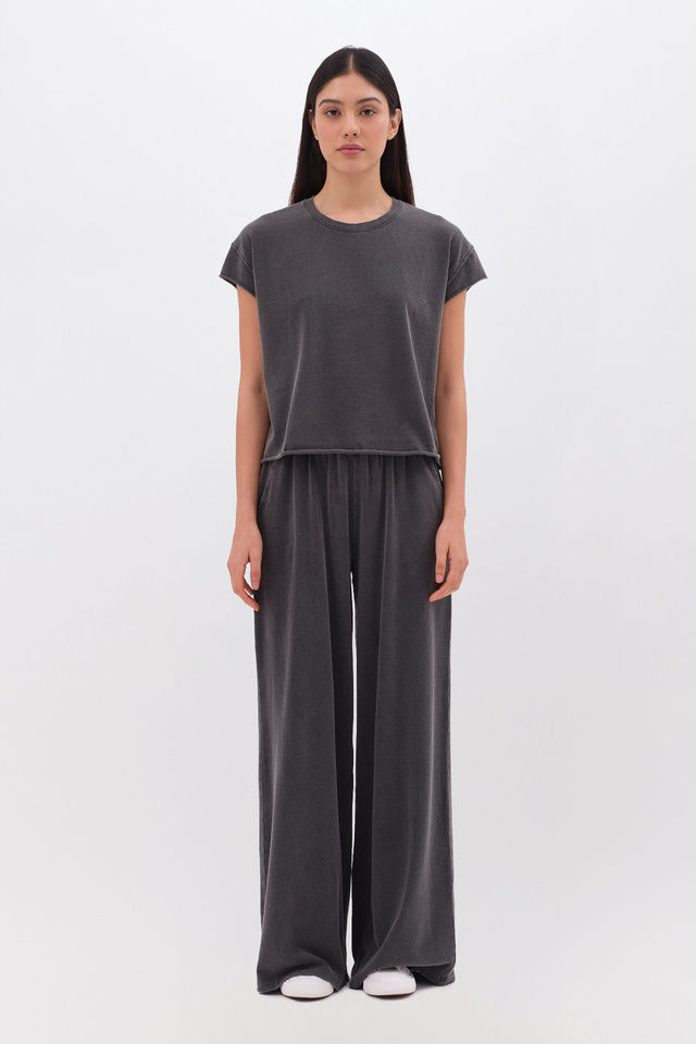 T-shirt with Raw Cut Detail in Relaxed Fit