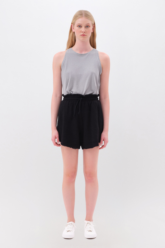 Waffle Shorts with Raw Edges