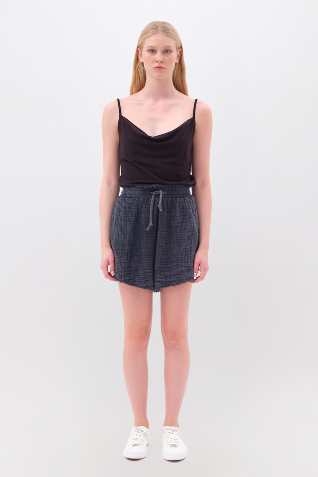Waffle Shorts with Raw Edges