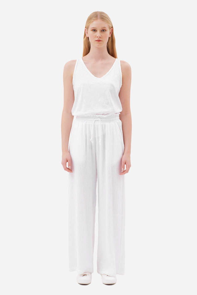 Pants with Raw Edge Details in Loose Fit