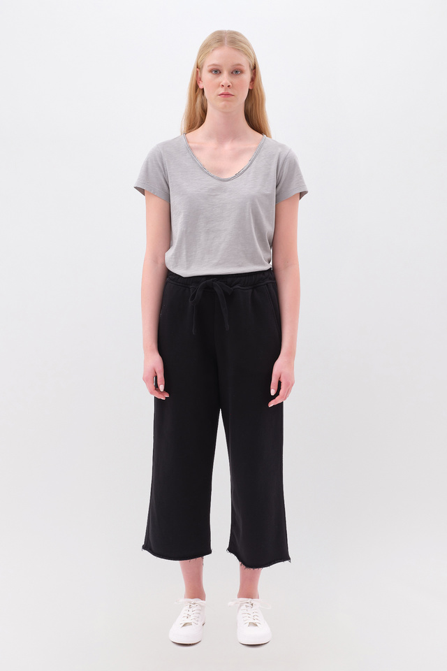 Cropped Sweatpants with Raw Edge Details