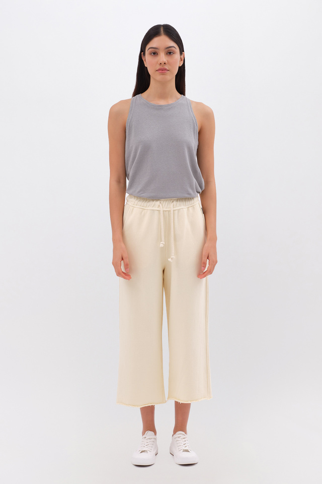 Cropped Sweatpants with Raw Edge Details