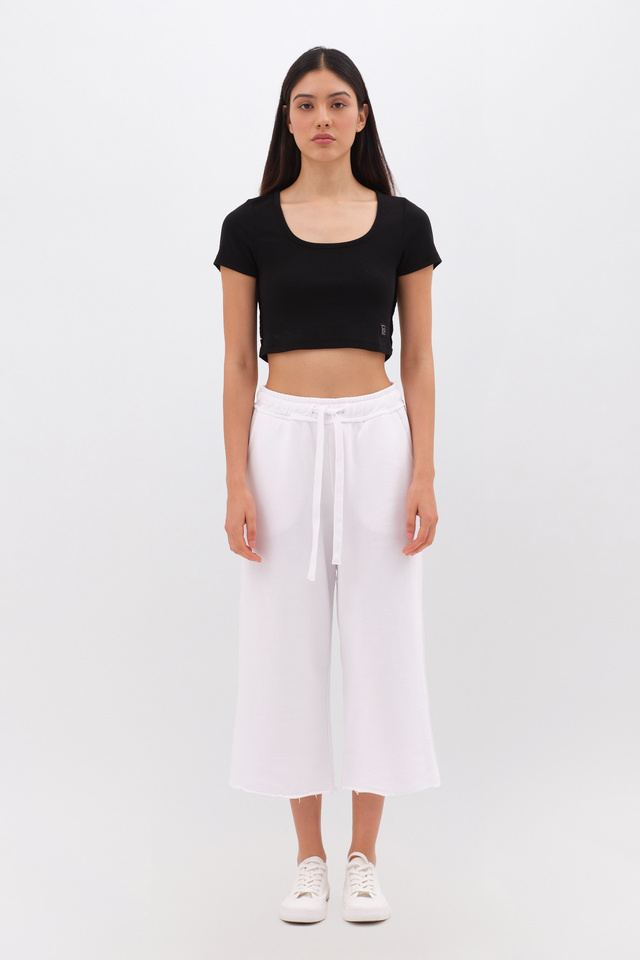 Cropped Sweatpants with Raw Edge Details