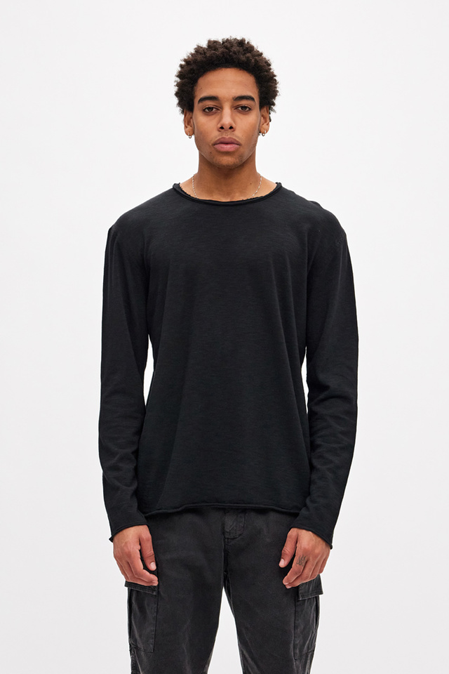 Long Sleeve Top with Raw Edges