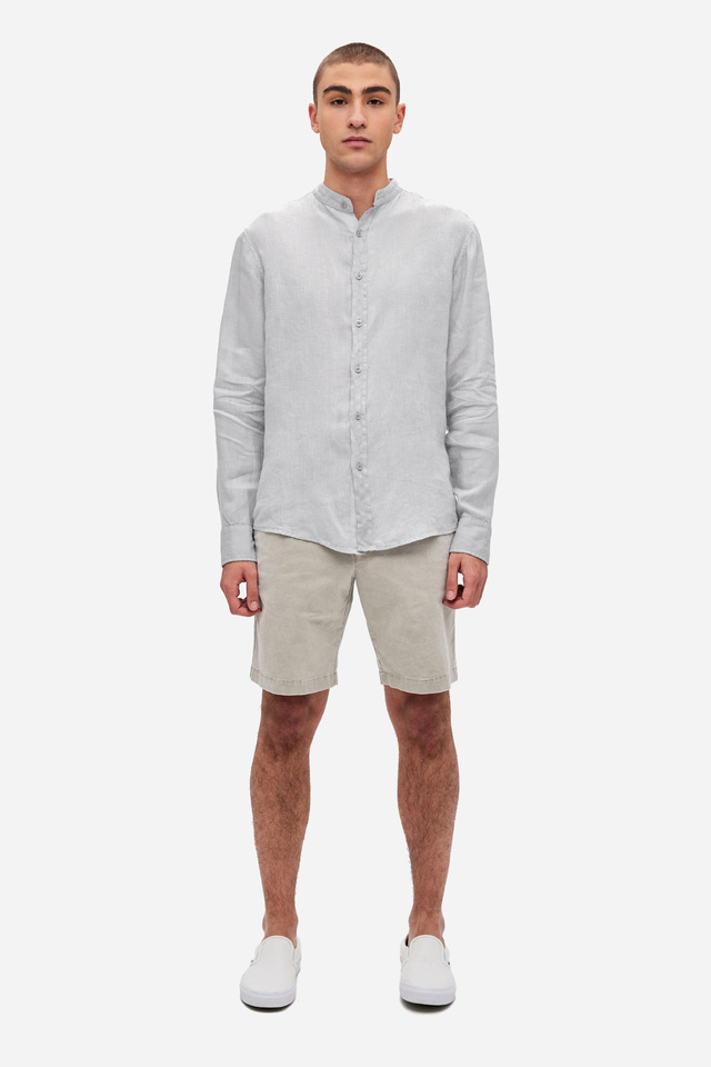 Λινό Πουκάμισο με Μao Γιακά