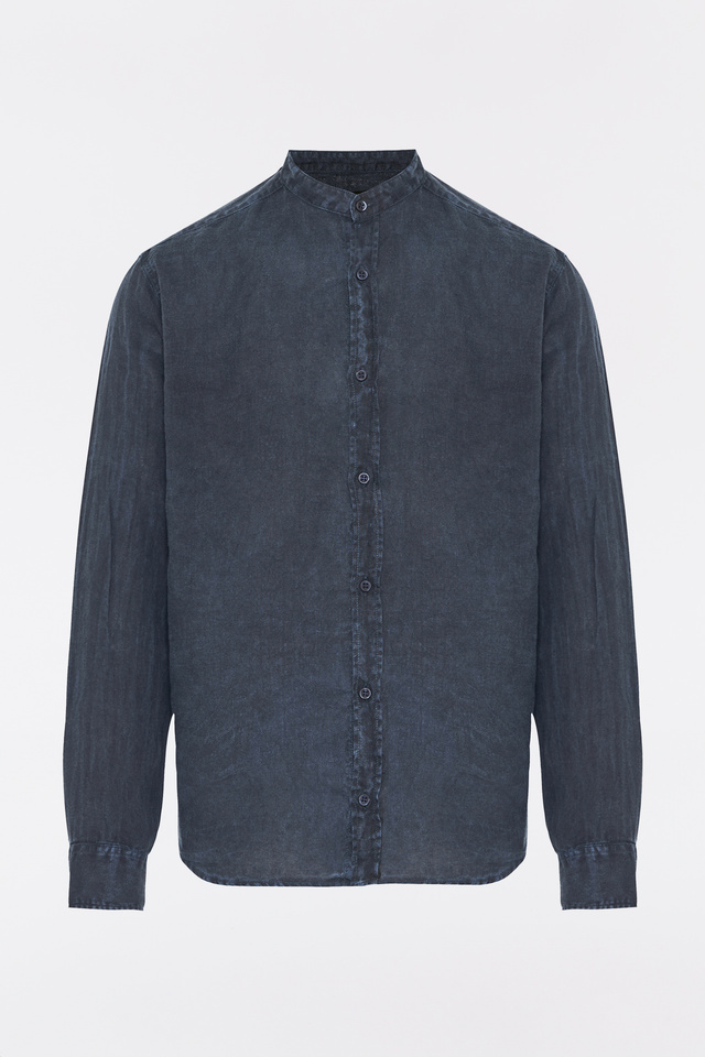 Linen Shirt with Mao Collar