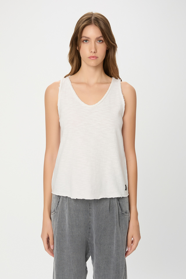 Tank Top with Raw Edges