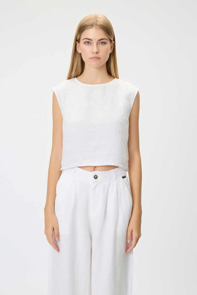 Linen Tank Top in Regular Fit