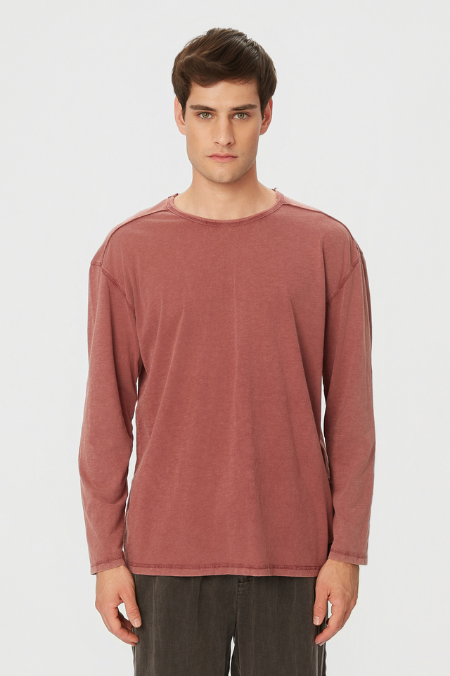 Oversized Long Sleeve Top with Raw Edges