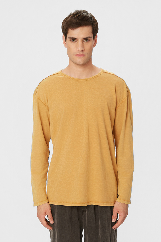 Oversized Μακρυμάνικη Μπλούζα με Ακατέργαστες Λεπτομέρειες