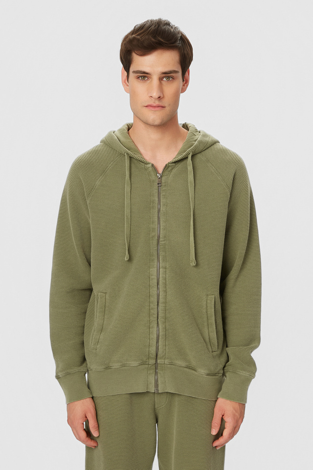 Waffle Full Zip with Raglan Sleeves